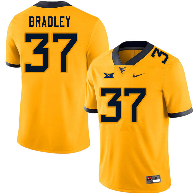 Men #37 L'Trell Bradley West Virginia Mountaineers College Football Jerseys Sale-Gold